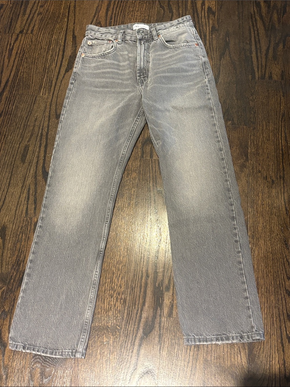 Zara Light Grey Straight Jeans